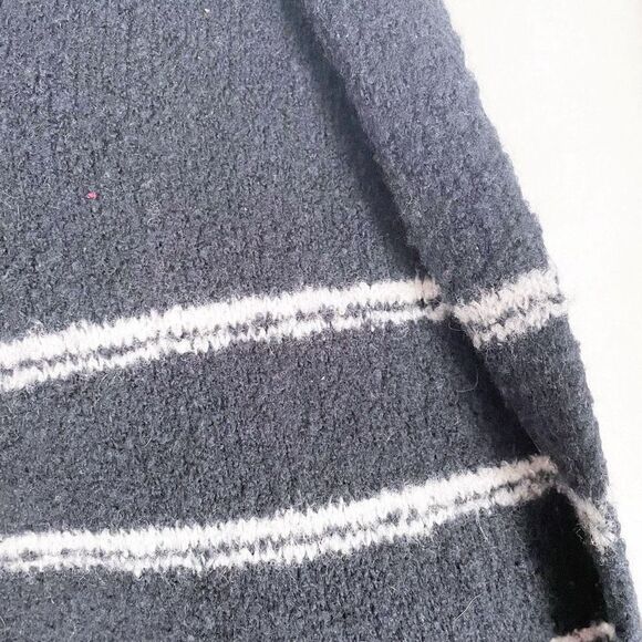 Vince Boucle Navy Blue White Striped Cardigan Open Front Small - Picture 6 of 7